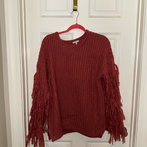 JODIFL Burgundy Fringe Sweater